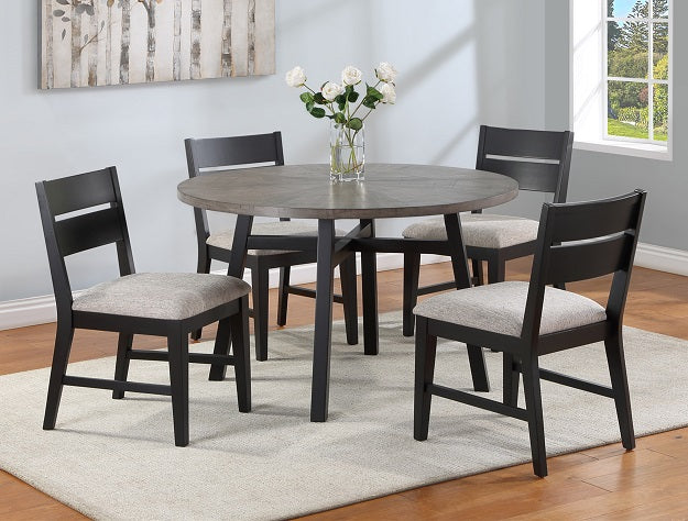 Mathis Black/Gray Round Dining Set