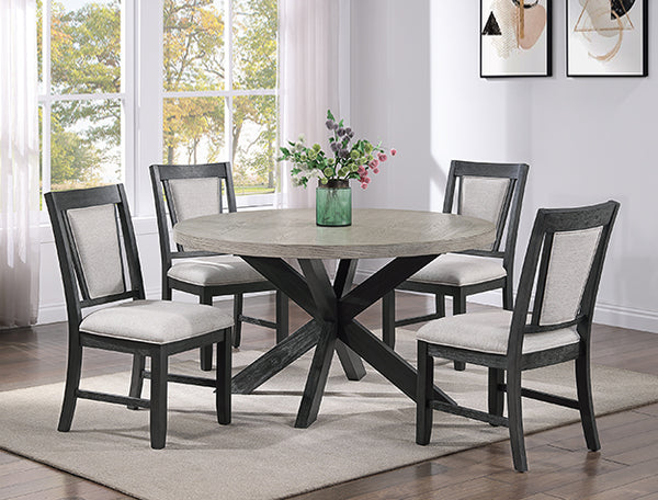 Stevens Charcoal Black/Light Gray Round Dining Set