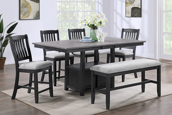 Buford Charcoal/Black Extendable Counter Height Dining Set