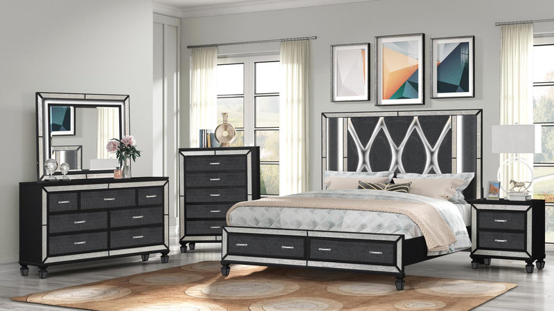 CRYSTAL BEDROOM SET IN BLACK