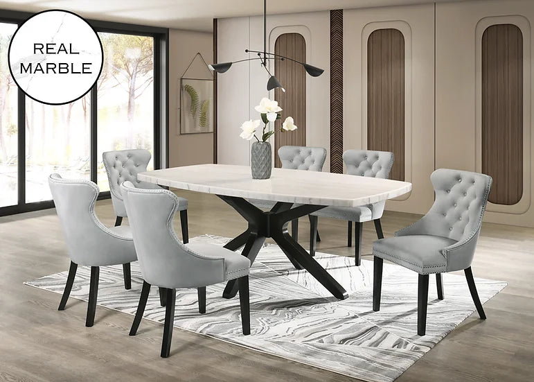 Bolivar Marble Dining Set 7-Piece