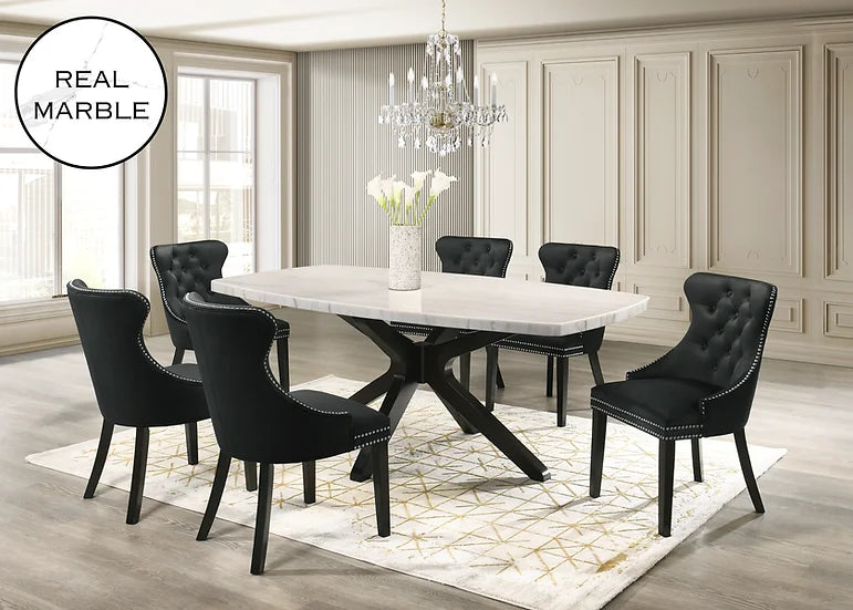 Bolivar Marble Dining Set 7-Piece