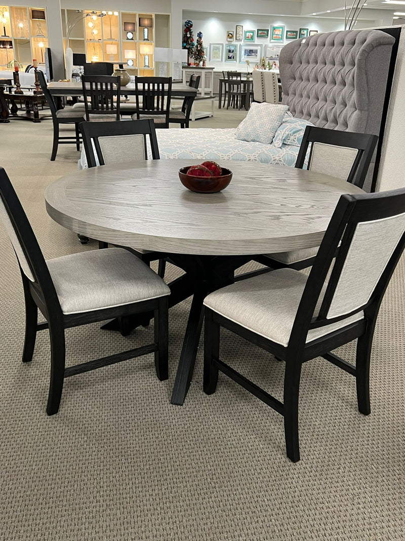 Stevens Charcoal Black/Light Gray Round Dining Set