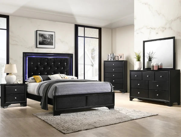 Lyssa Frost LED Upholstered Panel Bedroom Set