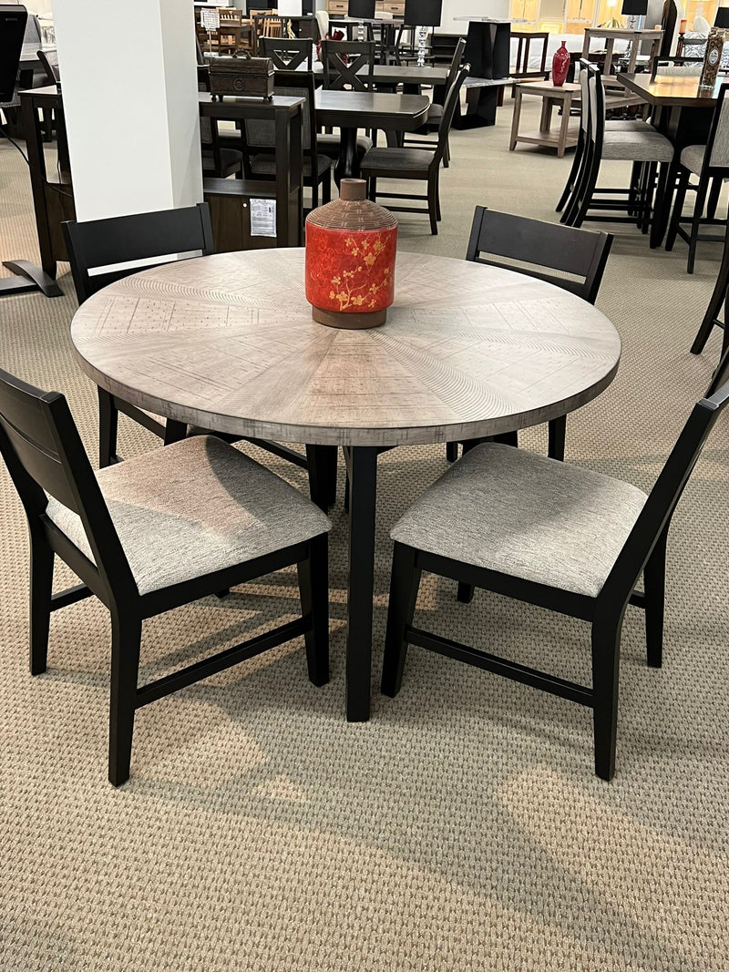 Mathis Black/Gray Round Dining Set