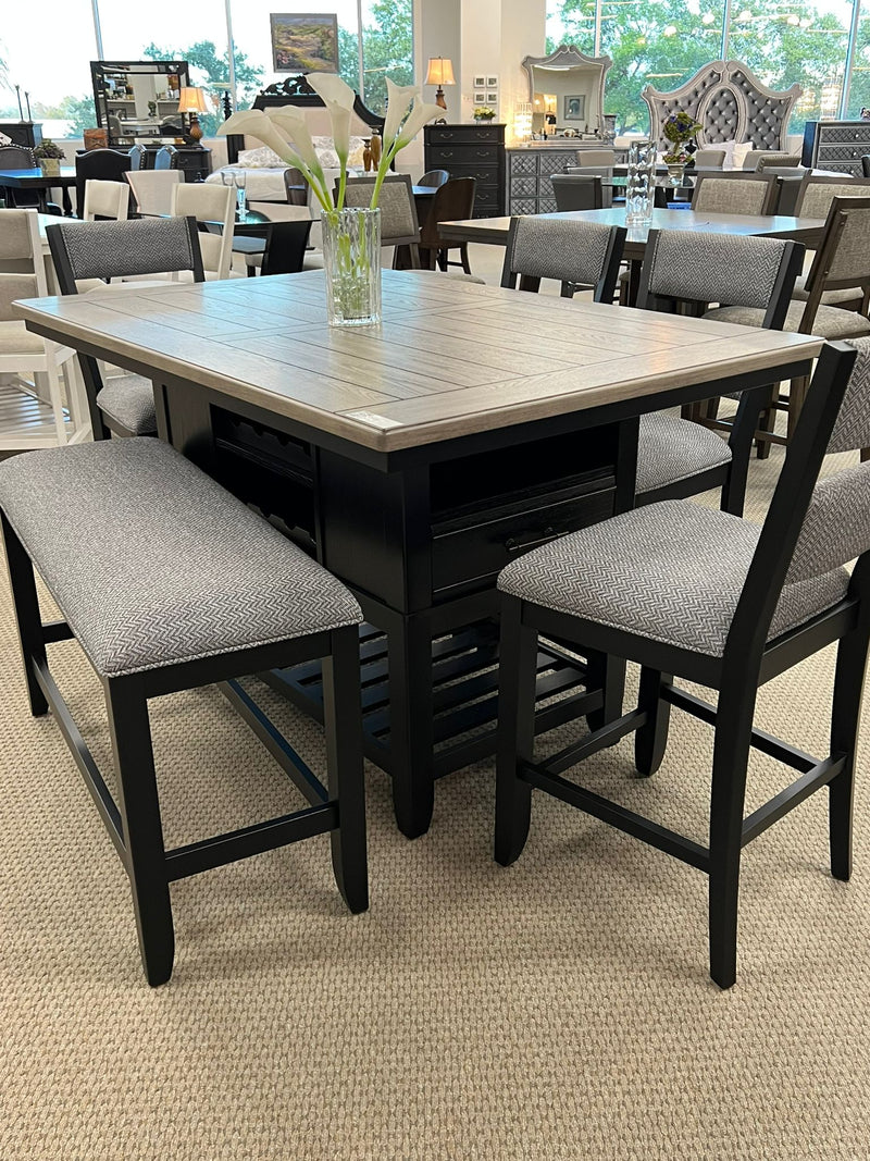 Buford Charcoal/Black Extendable Counter Height Dining Set