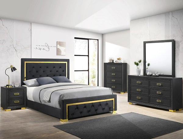 Pepe Black/Gold Bedroom Set