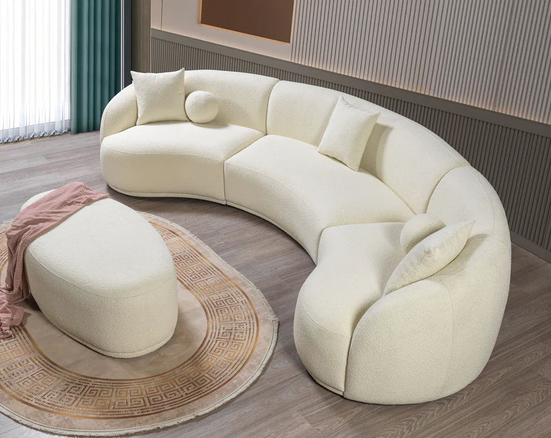 Bonita Ivory Boucle 3-Piece Curved Sectional