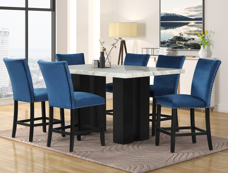 Faux Marble Counter Height Dining Set 7-Piece