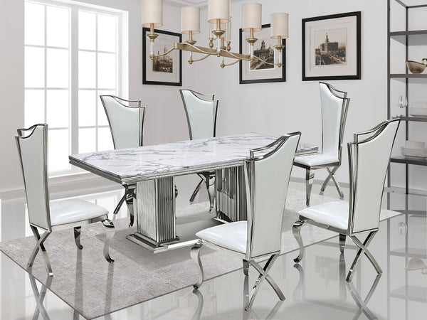 Lux Marble Dining Set 7-Piece