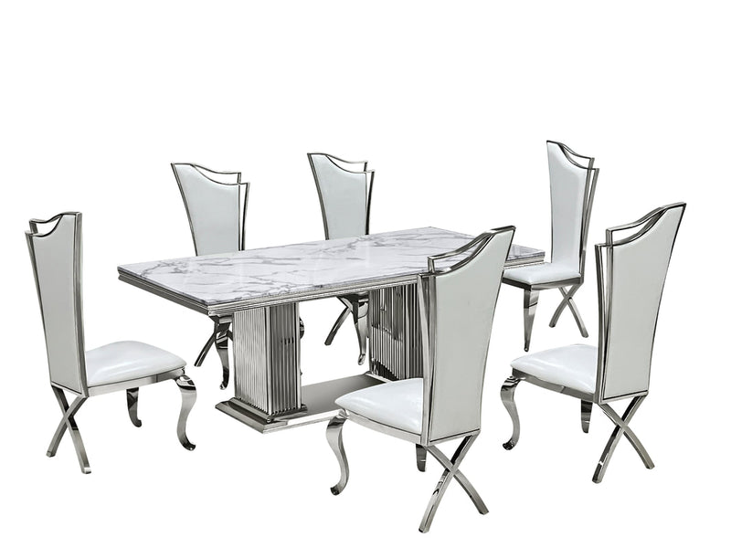 Lux Marble Dining Set 7-Piece