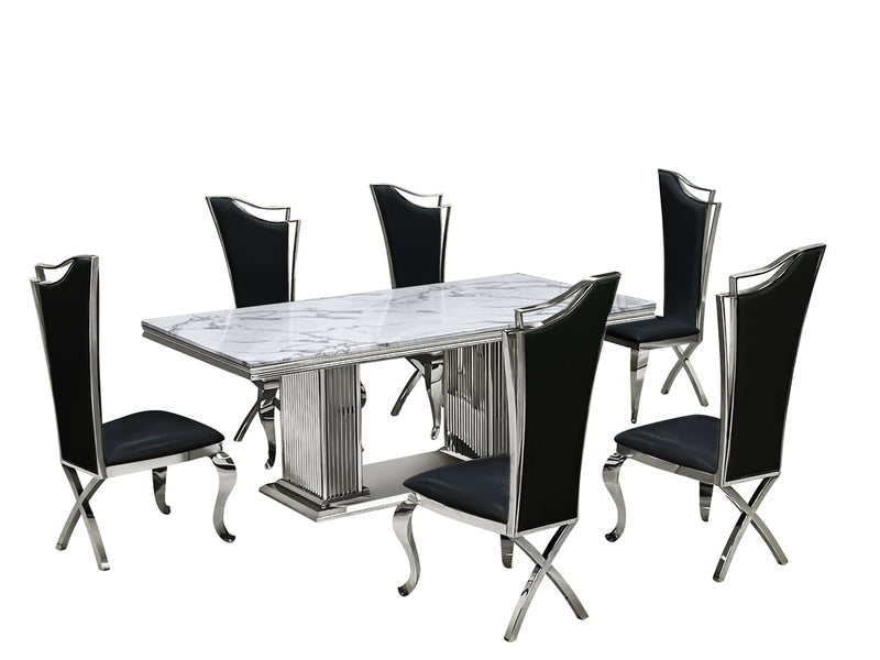 Lux Marble Dining Set 7-Piece