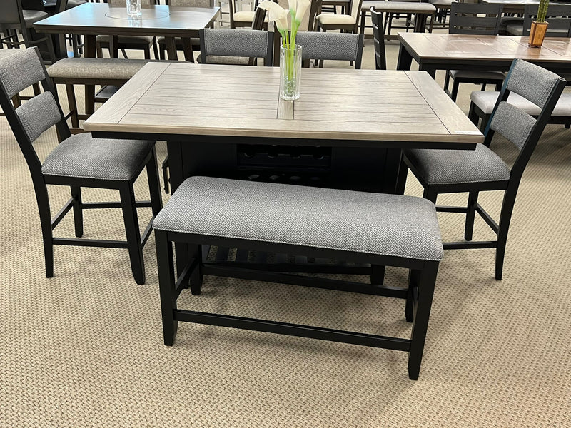 Buford Charcoal/Black Extendable Counter Height Dining Set