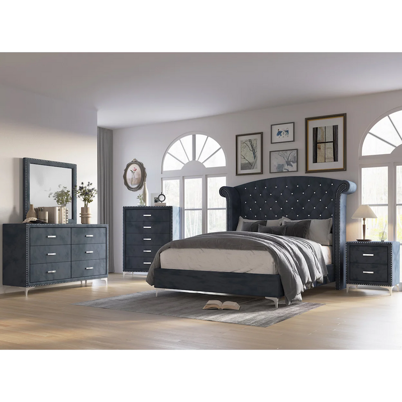 Lucinda Velvet Upholstered Panel Bedroom Set