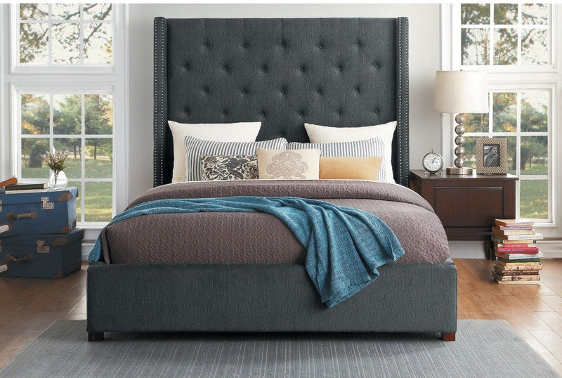 5877 Dark Grey Platform King Bed