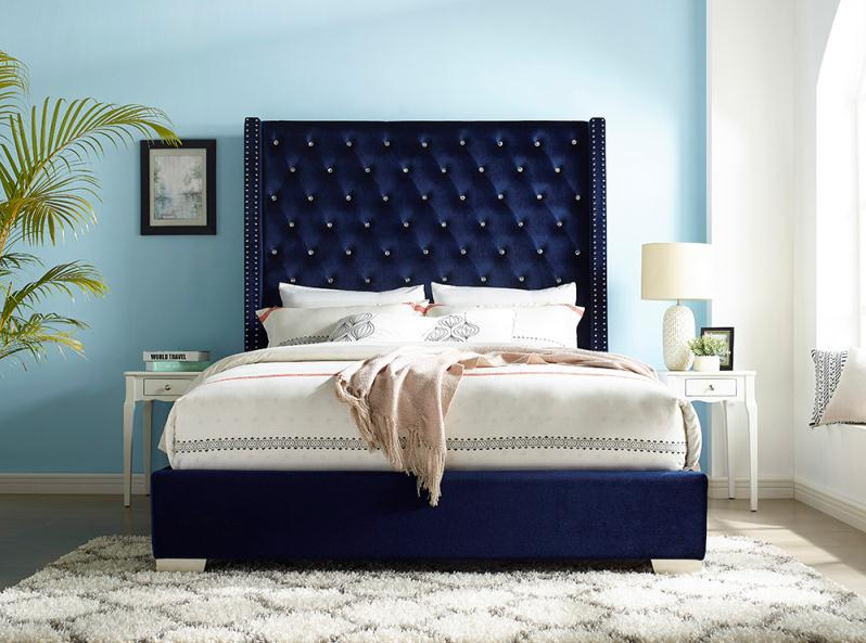 SH228 Velvet Blue Queen Bed