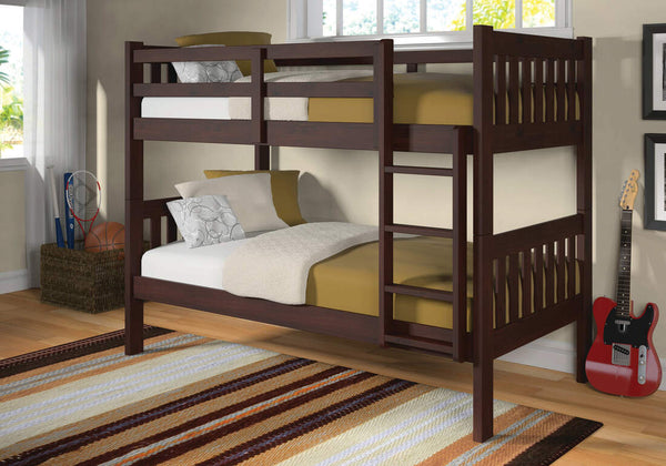 1010 Twin Over Twin Brown Wood Bunk Bed
