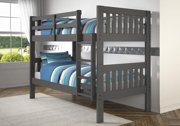 1010 Twin Over Twin Grey Wood Bunk Bed