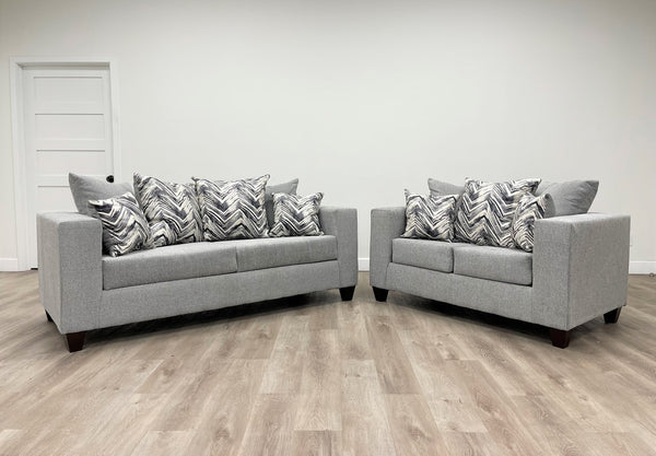 110 Grey Light Fabric Sofa & Loveseat Set