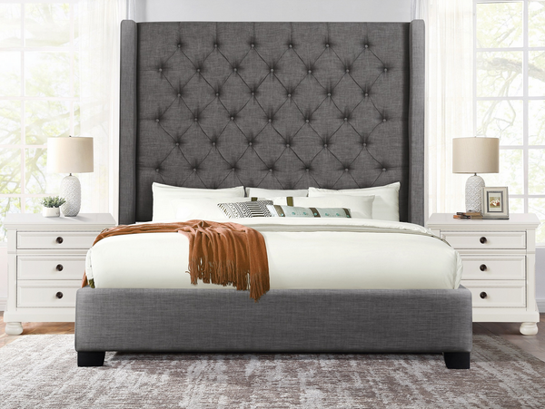 SH229 Fabric Dark Grey Queen Bed