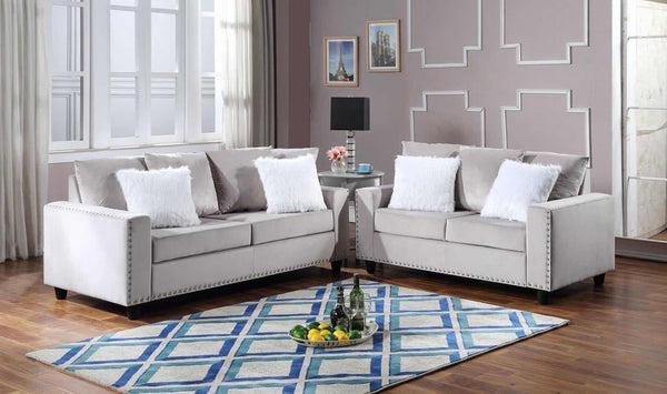 Cinderella Grey Velvet Sofa & Loveseat Set