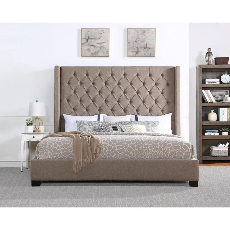 SH229 Fabric Brown King Bed