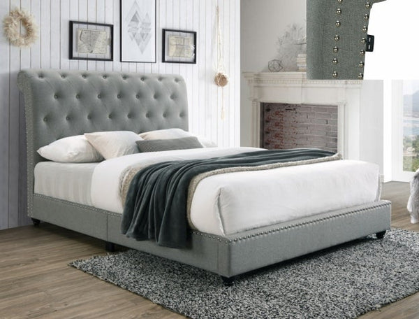 5104 Janine Grey Platform Queen Bed