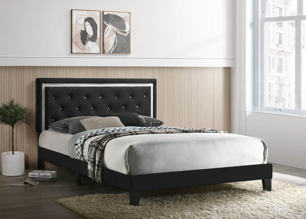 Passion Black Velvet Platform Twin Bed