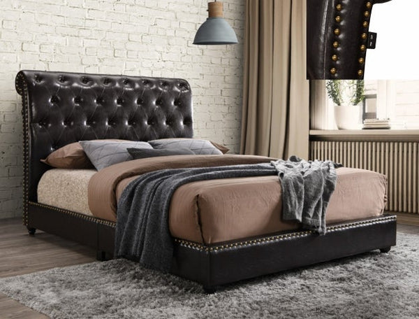 5104 Janine PU Brown Platform King Bed