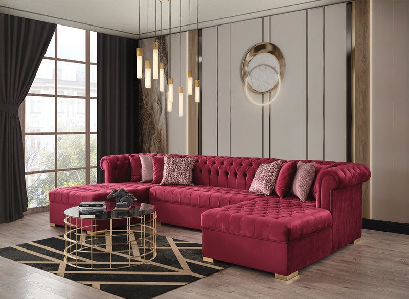 Lauren Velvet Pink Double Chaise Sectional