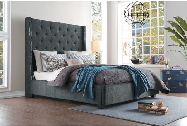 5877 Dark Grey Platform King Bed