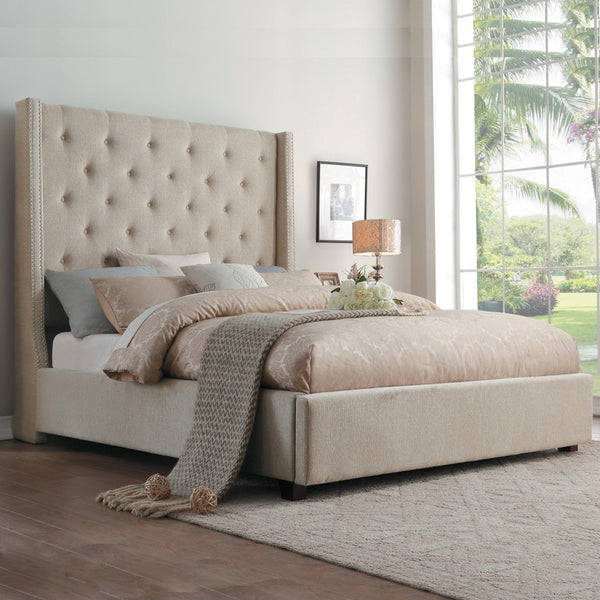 5877 Beige Platform Queen Bed