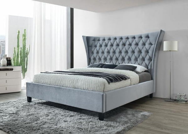 5102 Gabriella Grey Velvet King Bed