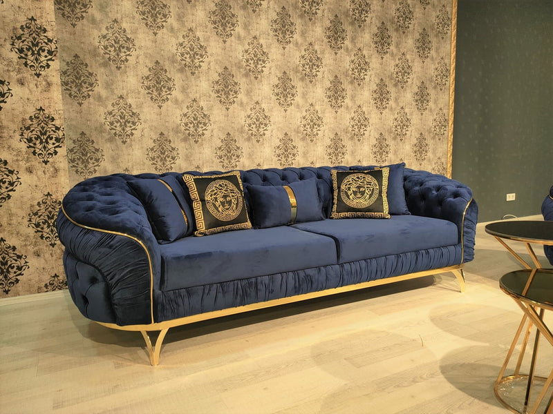 Allita Blue Velvet Sofa & Loveseat Set