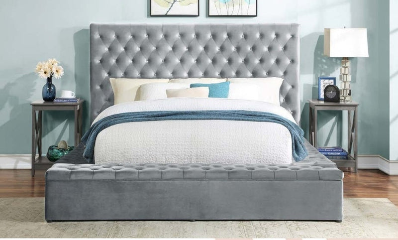 SH250 Velvet Grey Queen Bed