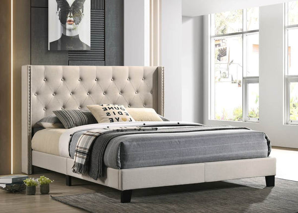 HH770 Beige Platform King Bed