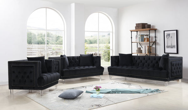 Lucas Black Velvet Sofa & Loveseat Set