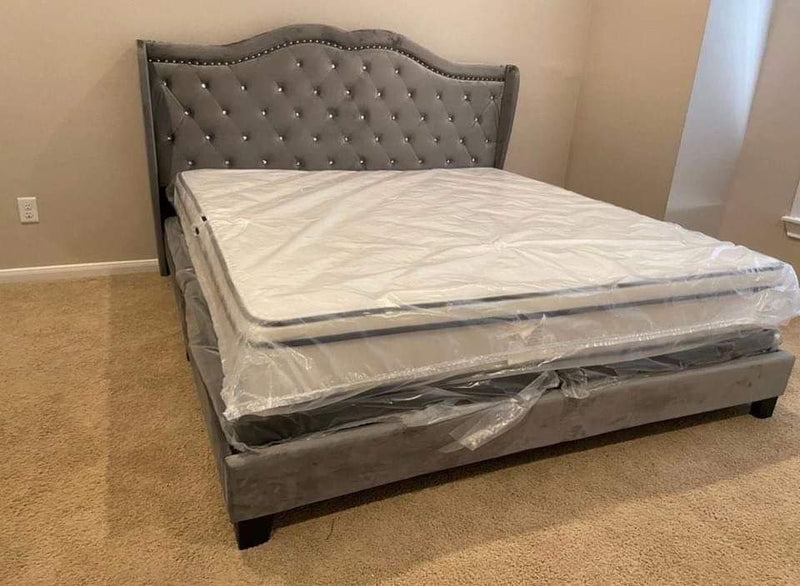 Paradise Grey Platform King Bed Frame