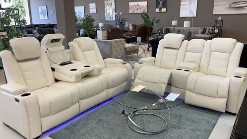 Party Time White Power Reclining Living Room Set