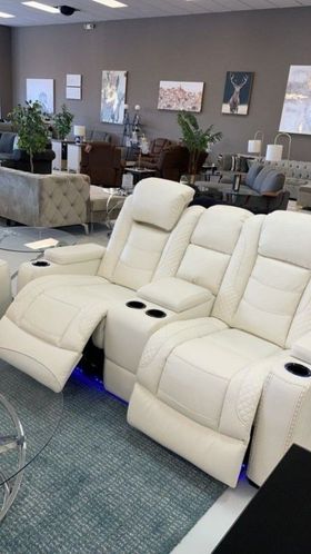 Party Time White Power Reclining Living Room Set