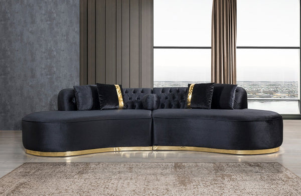 Ella Velvet Black Curved Sectional