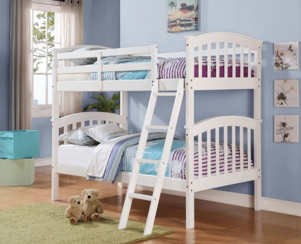 311 Twin Over Twin White Wood Bunk Bed