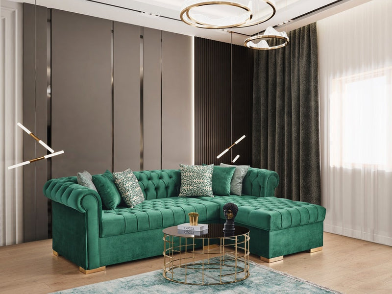 Audrey Velvet RAF Chaise Sectional