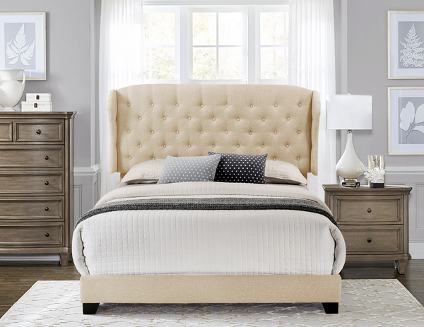 SH279 Fabric Beige King Bed