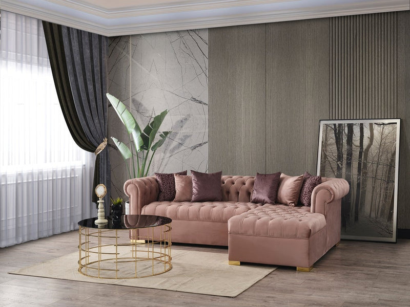 Audrey Velvet RAF Chaise Sectional