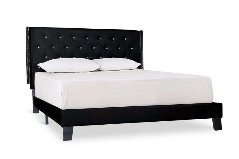 SH283 PU Black Platform King Bed