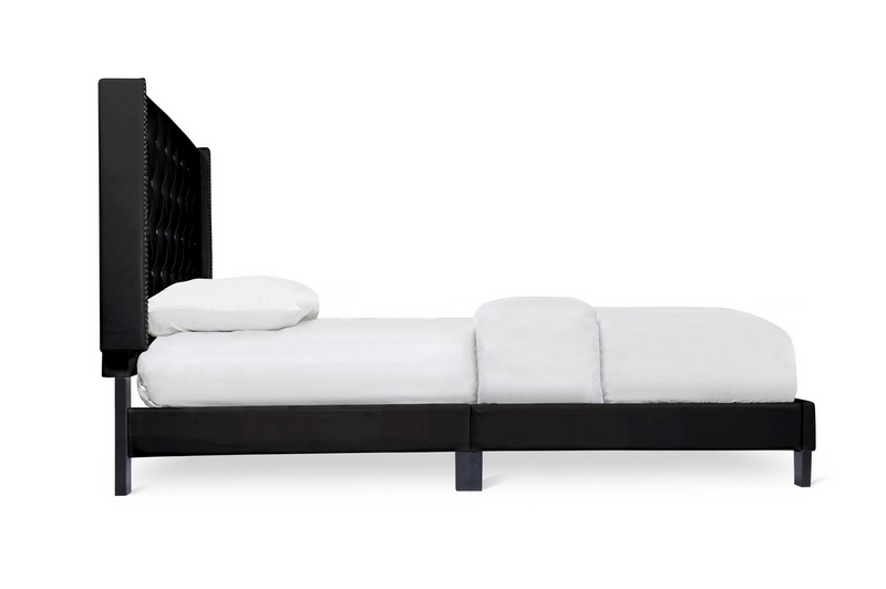 SH283 PU Black Platform King Bed