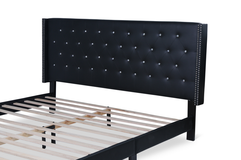 SH283 PU Black Platform King Bed