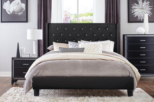 SH283 PU Black Platform Queen Bed