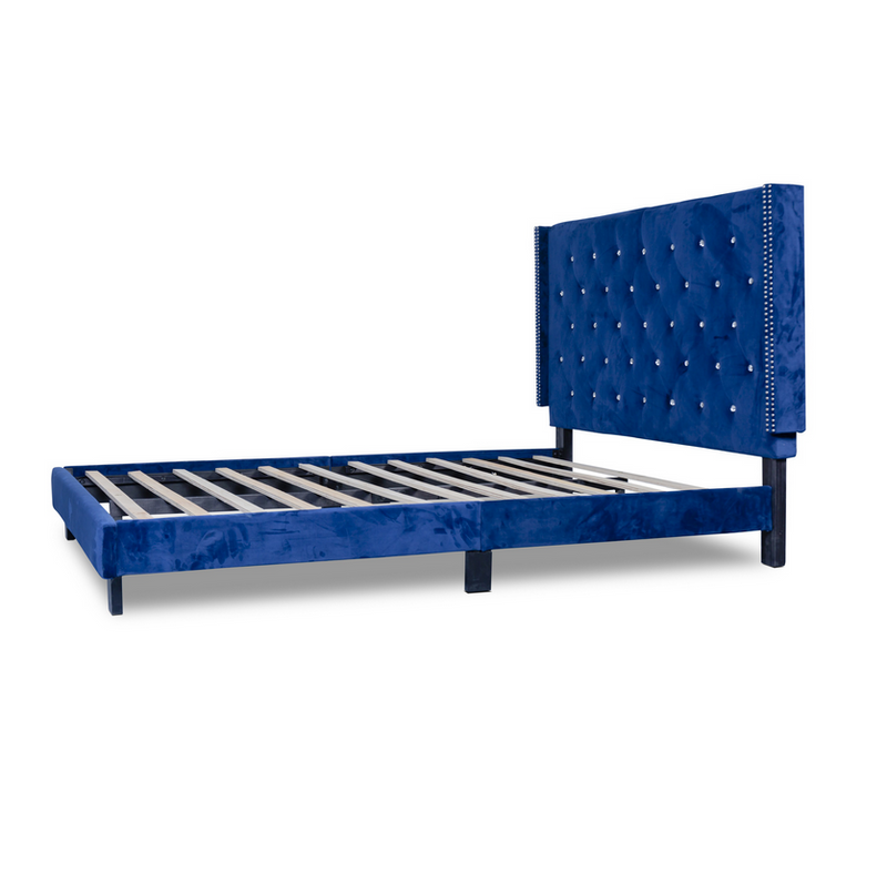 SH283 Velvet Blue Platform King Bed